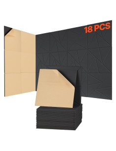 Paneles Acústicos VEVOR 18 Piezas 30x30cm Negro Aislantes