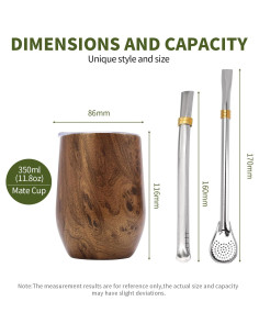 Taza de Yerba Mate Ufist 350ml Acero Inoxidable Doble Pared 2