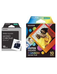 Fujifilm Instax Square Película Monocromática y Arcoíris - 10 Hojas