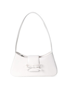 Bolso de Hombro Hobo Amszke Blanco de Cuero PU con Lazo