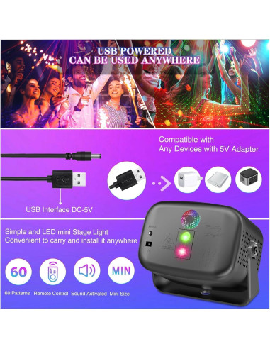 Luz de Disco Estroboscópica RGB Maxrock SJ-01 con Control Remoto