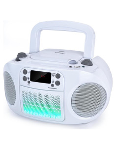 Boombox hPlay GC09 para Niños - Reproductor CD, Bluetooth, USB, Radio - Blanco