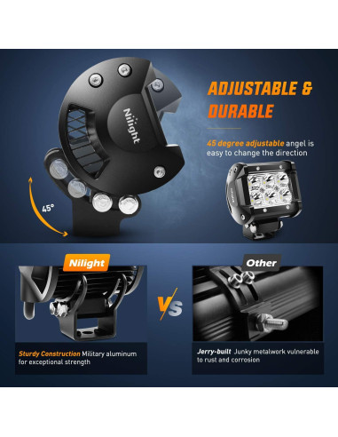 Barra de Luz LED Nilight 60001S-C 4PCS 18W 1260lm IP67