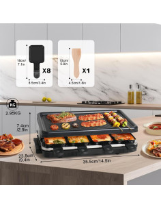 Parrilla Eléctrica 2 en 1 Fajiabao con 8 Sartenes Antiadherentes 2