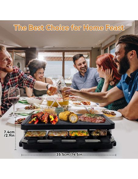 Parrilla Eléctrica 2 en 1 Fajiabao con 8 Sartenes Antiadherentes