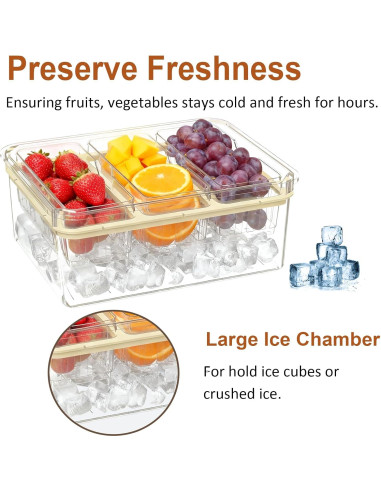 Caja de Pan Hermética con Cortador y Bandeja Enfriada Beige