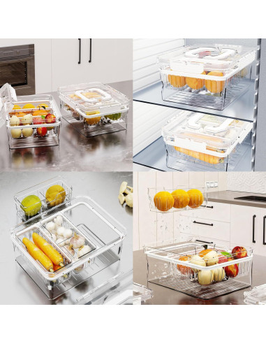 Caja de Pan Hermética con Cortador y Bandeja Enfriada Beige