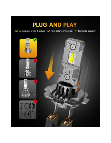 Bombillas H7 FAHREN 60000LM 6500K IP68 Pack de 2