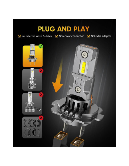 Bombillas H7 FAHREN 60000LM 6500K IP68 Pack de 2