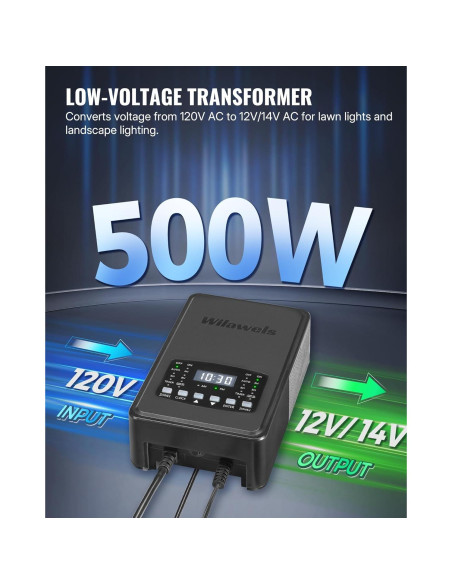 Transformador de Iluminación de Paisaje WILAWELS 500W 2 Zonas