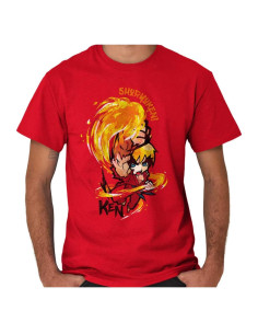 Camiseta Gráfica Vintage Street Fighter Ken Unisex Grande Roja