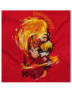 Camiseta Gráfica Vintage Street Fighter Ken Unisex Grande Roja 2