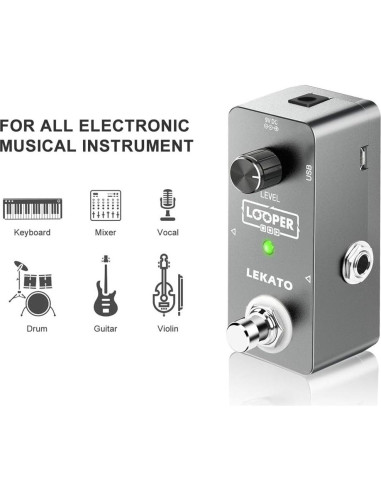Pedal de Efecto Looper LEKATO 5 Minutos Gris - Guitarra