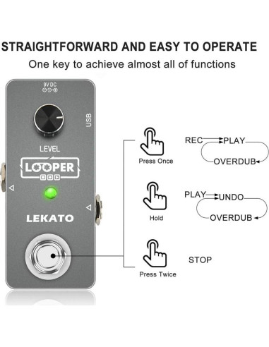 Pedal de Efecto Looper LEKATO 5 Minutos Gris - Guitarra