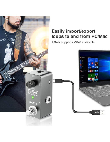 Pedal de Efecto Looper LEKATO 5 Minutos Gris - Guitarra
