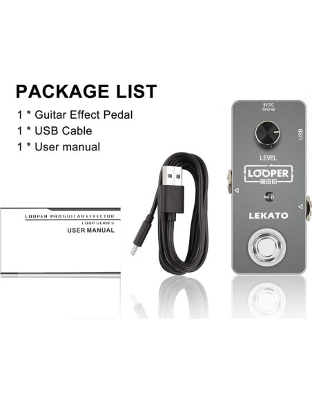 Pedal de Efecto Looper LEKATO 5 Minutos Gris - Guitarra