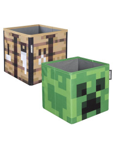 Cajas de Almacenamiento de Tela Phoenix - Minecraft 2pc - Creeper y Mesa de Trabajo 27x27x27cm