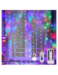 Luces de Cortina LED Meliven 300 luces 3x3 m multicolor