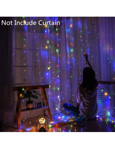 Luces de Cortina LED Meliven 300 luces 3x3 m multicolor