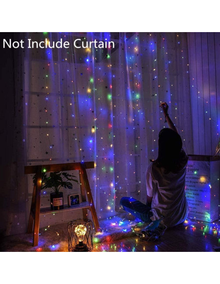 Luces de Cortina LED Meliven 300 luces 3x3 m multicolor