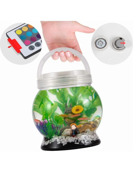 Acuario LED 20 Colores LA KEN DU 1.89L Decoraciones Betta