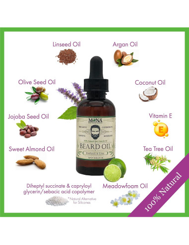 Aceite para Barba Mona Brands 59.15 ml - Pachulí y Lima