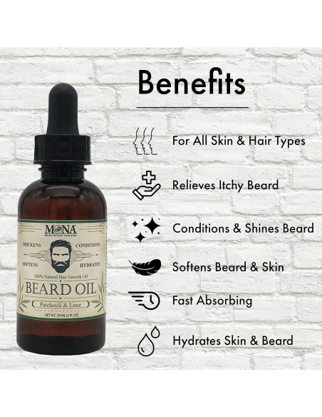 Aceite para Barba Mona Brands 59.15 ml - Pachulí y Lima