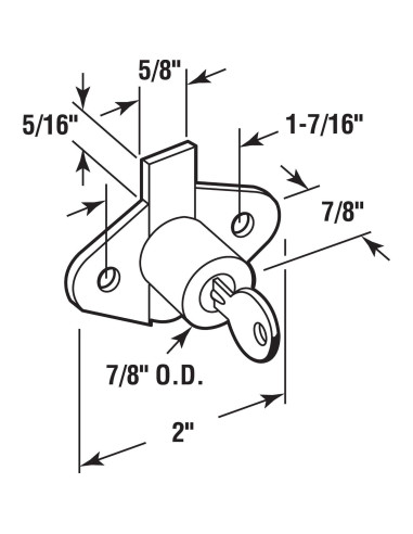 Cerradura de Cajón y Gabinete Prime-Line U 9947, Latón, 22.2 mm