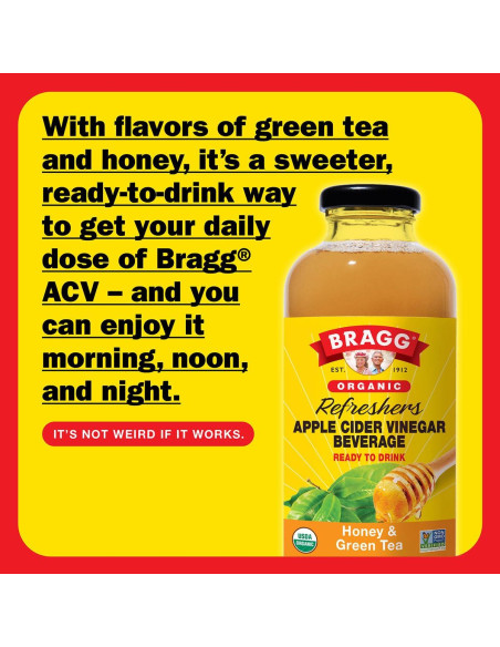 Bragg Vinagre de Sidra de Manzana Crudo Miel y Té Verde 2x480ml