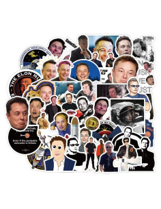 50 Pegatinas Impermeables de Vinilo Sticker Universe - Elon Musk
