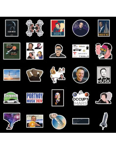 50 Pegatinas Impermeables de Vinilo Sticker Universe - Elon Musk 2