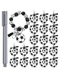 20 Llaveros de Fútbol Siifert con Cuentas de Madera 5.5 cm