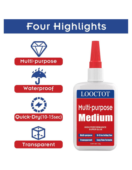 Adhesivo CA Mediano LOOCTOT 60g Todo Propósito Secado Rápido
