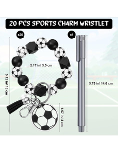 20 Llaveros de Fútbol Siifert con Cuentas de Madera 5.5 cm 2