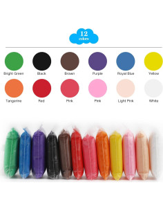 Kit de Arcilla Ultra Ligera Wolwefa - 12 Colores No Tóxica 2