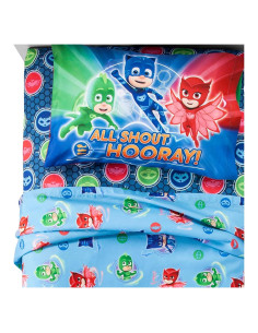 Conjunto de Sábanas Twin PJ Masks 3 Piezas Azul Rojo Verde