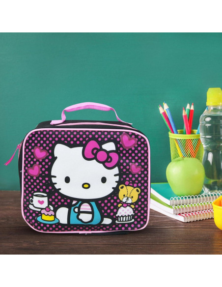 Bolsa de Almuerzo Aislada Hello Kitty Fast Forward Negra 4.66L