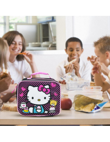 Bolsa de Almuerzo Aislada Hello Kitty Fast Forward Negra 4.66L