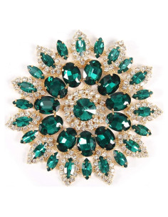 Broche de Strass de Cristal Tnfeeon 11cm Verde Dorado DIY