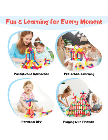 60 Piezas Juguetes Magnéticos Sisxmif para Niños 3 a 8 Años