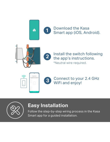 Interruptor Inteligente Kasa HS200-2, 2-Gang, Blanco, Wi-Fi