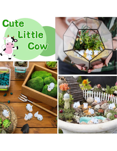 50 Mini Vacas Luminiscentes de Resina Leinuosen para Jardín
