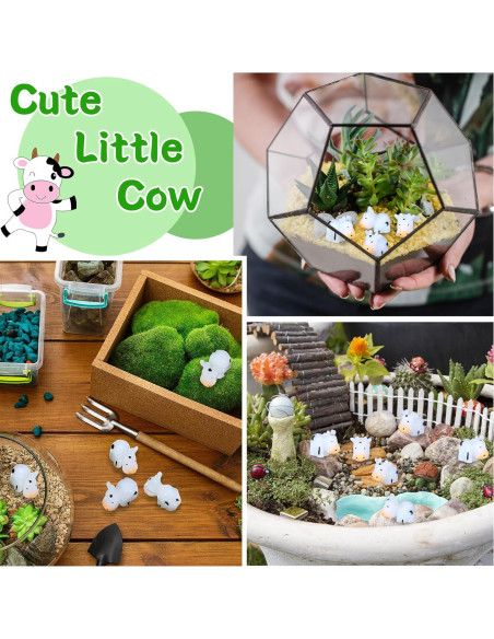 50 Mini Vacas Luminiscentes de Resina Leinuosen para Jardín