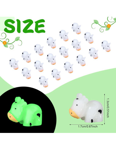 50 Mini Vacas Luminiscentes de Resina Leinuosen para Jardín