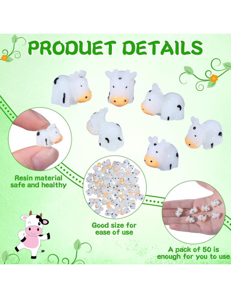 50 Mini Vacas Luminiscentes de Resina Leinuosen para Jardín