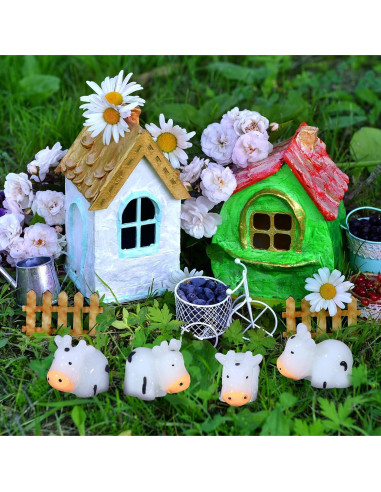 50 Mini Vacas Luminiscentes de Resina Leinuosen para Jardín