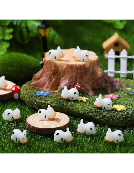 50 Mini Vacas Luminiscentes de Resina Leinuosen para Jardín