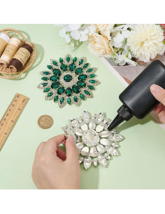 Broche de Strass de Cristal Tnfeeon 11cm Verde Dorado DIY 2