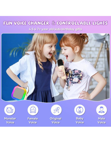 Mini Máquina de Karaoke CscyyAmz Beige con 2 Micrófonos Inalámbricos