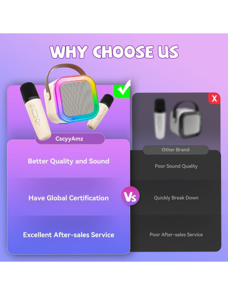 Mini Máquina de Karaoke CscyyAmz Beige con 2 Micrófonos Inalámbricos